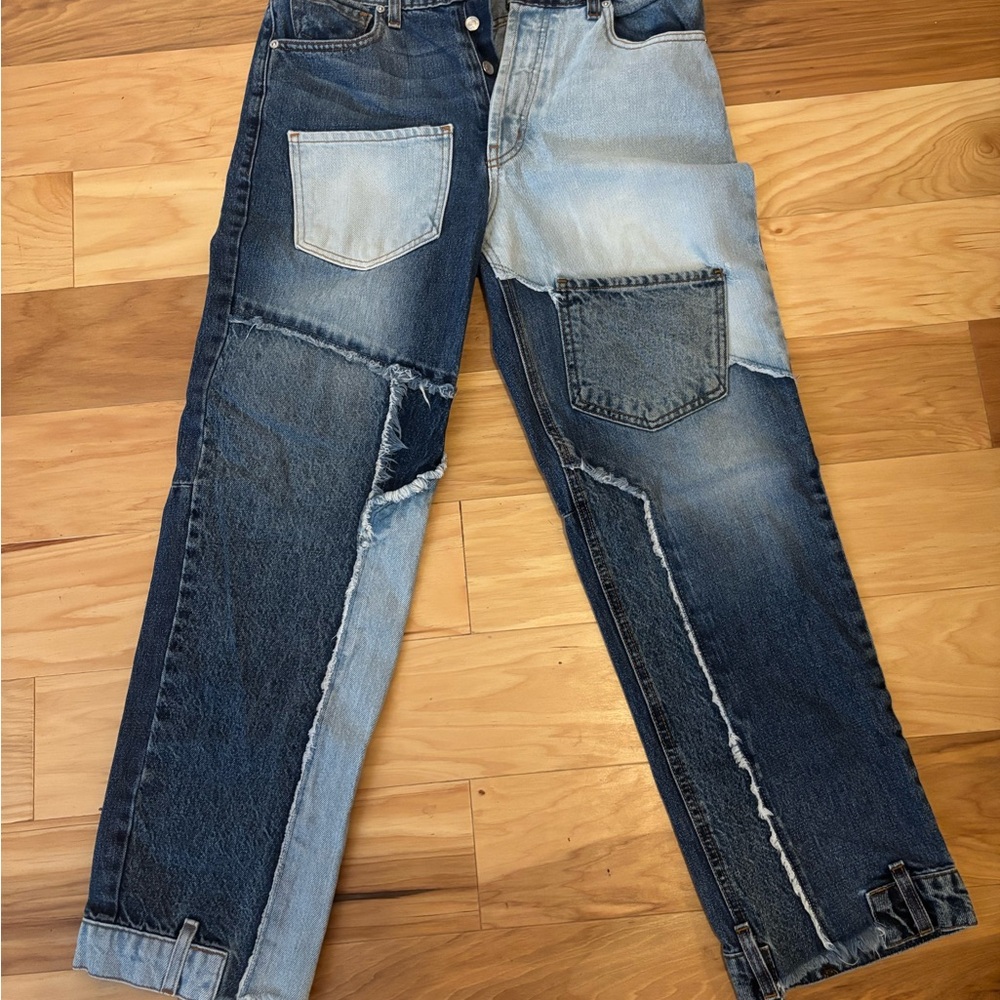 REVICE Woman's Two-Tone Patchwork Jeans